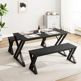 Garvee Kitchen Table Set for 4-6 with Sturdy Metal Frame + Space-Saving Design + Waterproof MDF + Versatile Use + Easy Assembly - Black
