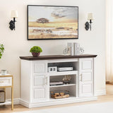 Garvee Farmhouse TV Stand with LED Lights, Adjustable Shelf, MDF Board, Ample Storage, Suitable for Living Room