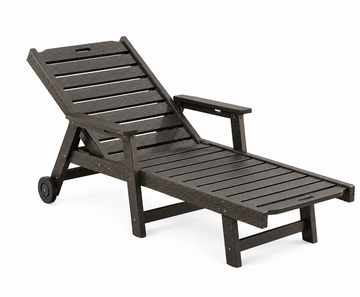 Garvee Heavy Duty HDPE Outdoor Chaise Lounge Chair, 5 Position Adjustable Patio Recliner with Wheels and Cup Holder, Gray