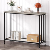 Garvee Console Table Narrow Entryway Table with Glass Shelf, Metal Frame, Fluted Glass Design, 33.5” for Living Room, Foyer - Grey