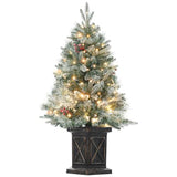 Garvee 3ft Christmas Tree, Pre-Lit Artificial Christmas Tree with Flocked Snow 78 Warm White LED Lights, Red Berries, Festival Decoration Xmas Holiday Decor for Home, Entrances - X-Potted Base / 1 Set