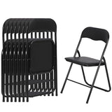 Garvee Folding Chairs with Padded Seats, for Desks Home Office Steel Guest Reception Party Poker Stackable Conference Chairs - Set of 8 - Black (A)