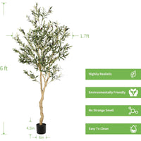 Garvee Artificial Fiddle Leaf Fig Tree 6F(1pcs) Tall Fake Ficus Tree for Home Decor Faux Lyrata Plants Green Tree with Pot for Indoor Outdoor Home Office Living Room Bathroom Decor