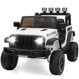Garvee Ride - P Series: 12V Kids Electric Vehicles with Remote Control, 2 Speeds, Spring Suspension, LED Headlight, Bluetooth, Music, Battery Powered Car for Kids - White - White