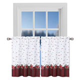 Garvee Curtains, Xmas Floral Cafe Curtains, 2 Panels Canvas Short Curtains Buffalo Plaid Christmas Kitchen Curtains Tier Half Door Window Drapes Rod Pocket Living Room Bathroom, Red, 27 x 24 Inch - Red