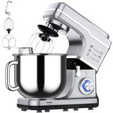 Garvee 7.5 QT Professional Electric Stand Mixer - 660W 10-Speed Kitchen Mixer with Stainless Steel Bowl, LED Light, and Dishwasher-Safe Accessories-Silver - Silver