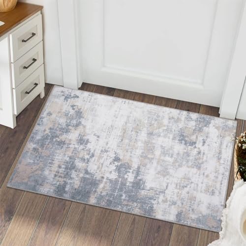 Modern Abstract Area Rug 5x7 Machine Washable Contemporary Carpet Rug Foldable Stain Resistant Non-Slip Accent Rug Coffee Table Rug Farmhouse Dining Table Rug Office Bedroom Decor, Grey