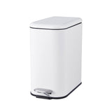 Garvee Bathroom Trash Can with Lid, 3.2 Gallon Stainless Steel Garbage Can, Small Step Wastebasket for Toilet Bedroom Office, White, Slim Design - White
