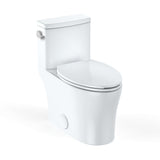 Garvee Elongated Toilet for Bathrooms, One-Piece Toilet with Soft Close Seat, Powerful & Quiet Left Side Trip Lever Flush 1.28 GPF, Ceramic Crisp White 12" Rough-In - White