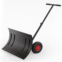 Garvee Snow Shovel Pusher with 29" Metal Blade & Adjustable Handle, Heavy-Duty Steel Frame, Dual 10" Wheels, Replaceable Strip, for Driveways & Sidewalks