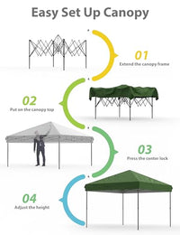 Pop Up Canopy, Waterproof & UV Resistant Commercial Instant Craft Fair Canopy Tent Outdoor Events Instant Shelter for Farmer Market, Party, Event, Patio