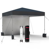 Garvee 10'x10' Pop-Up Canopy Tent Vented Top, Removable Sidewall, Durable Oxford Cloth, Wheeled Bag & Adjustable Height for Outdoor Events - Black