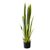 Garvee Artificial Snake Plant 35ft - Lifelike Agave Foliage - Durable Plastic Indoor Outdoor Decor - Potted Greenery for Home Office Garden - Snake Plant (Yellow) 90Cm