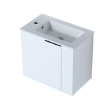 Garvee 22'' Wall-Mounted Bathroom Vanity with Ceramic Sink, Corner Storage Cabinet, Easy Assembly, White, 22 x 13 x 19.7in