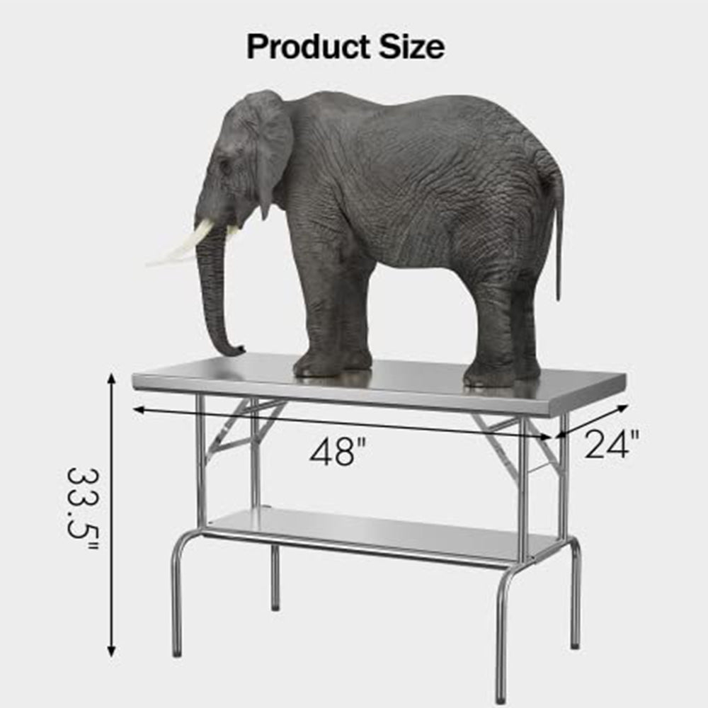 GARVEE 48"L x 24"W x 33.5"H Stainless Steel Folding Table with Undershelf - NSF Certified Heavy-Duty Prep Table for Home, Kitchen, Restaurant, and Hotel