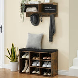 Garvee Hall Tree Bench + 6-in-1 Functionality + Shoe Storage & Coat Rack + High-Quality Wood + Blackboard & Hooks + 31.5 inch + Hallway - Retro Color