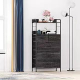 Garvee 5-Drawer Dresser with Shelf, Tall Fabric Storage, Metal Frame, Charcoal Black, Easy Assembly, Multi-Scene Use - Oak Ash