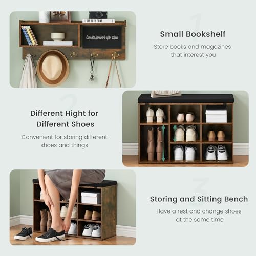 GARVEE Hall Tree Bench - 6-in-1 Entryway Solution