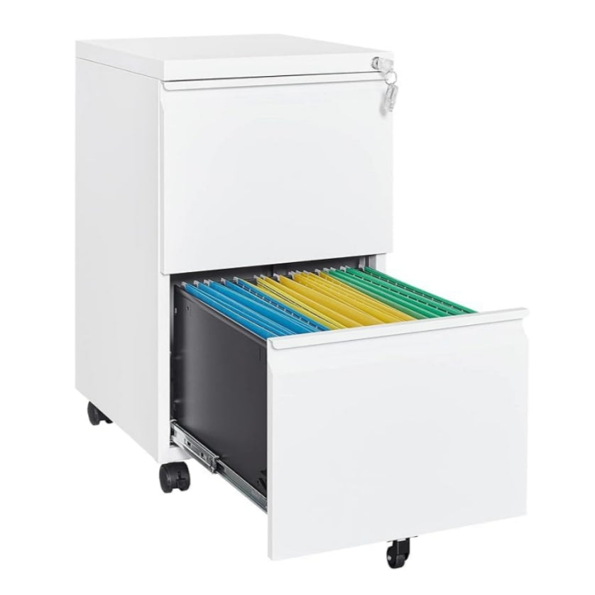 Garvee File Cabinet 2-Drawer Lateral with Lock Rolling Metal Filing Cabinet for Office Letter Legal Files Under Desk Storage Black