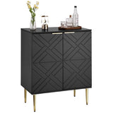 Garvee 29" Storage Cabinet with Doors, Modern Black Accent Cabinet, Sideboard Buffet Cabinet for Dining Room, Living Room, Kitchen, Black - Black