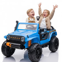 Garvee Ride - P Series: 24V 2 Seater Ride On Truck Car For Kid age 3 - 8 years, w/Remote Control, 4-Wheeler Suspension, 4x55W Powerful Engine, 4WD Battery Powered, LED Lights, Soft Braking - Blue