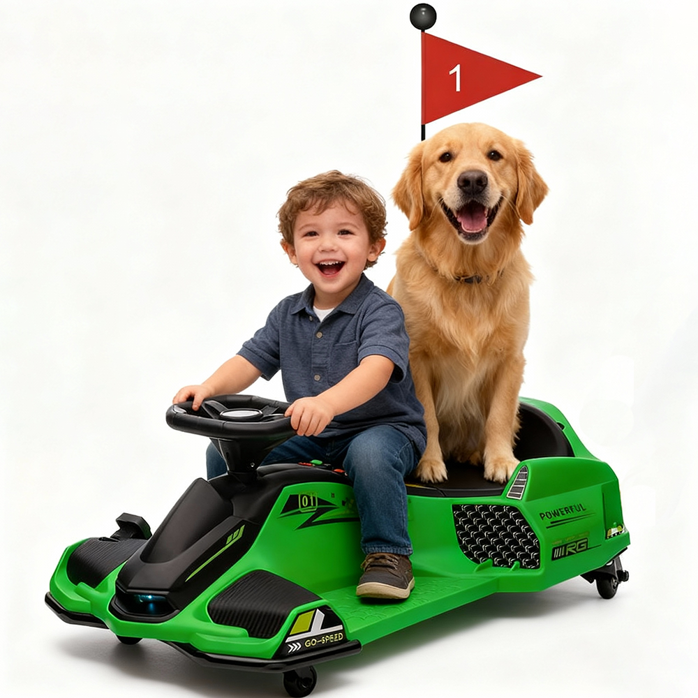 Garvee Ride - G Series: 24V Kids Ride-On Drift Car: Electric Drifting Go-Kart, for Ages 8-12 - Green