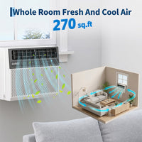 Garvee U-Shaped Window Air Conditioner 6000 BTU Ultra Quiet Energy Efficient Remote Control Dehumidifier Fan Easy Install Fits 24-48" Windows Bedroom Living Room