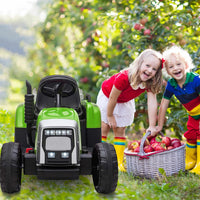 Garvee Ride - P Series: 12V Electric Tractor & Trailer for Kids, 3-6 Yrs - With RC - Green / 25W