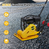 Garvee 7HP Plate Compactor Rammer, 212CC Gas Engine, 4200lbs Compaction Force Rammer Jumping Jack Tamper, 22.1x15.9 Inch Plate, 5600 VPM Pavement Compactor for Walkways, Asphalts, Paver Landscaping