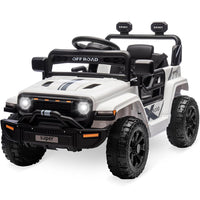 Garvee Ride - P Series: 12V Ride On Toy w/Parent Remote Control, Steering Wheel Music, 4-Wheel Spring Suspension, Led Lights, 2 Speeds, Kids Electric Vehicles for Age 3-5, White
