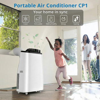 Garvee Portable Air Conditioners, 14000 BTU Portable AC Unit 3-in-1 Cooling, Dehumidifier & Fan, Standing A/C Portable Air Conditioner for Room Up to 750 Sq. Ft, 24H Timer, Window Kits, Dark Gray Cover