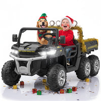 Garvee Ride - P Series: 2-Seater Ride on Car,6X6 24V Kids Ride On Dump Truck with Remote Control Electric Utility Vehicles UTV Battery Powered 6 Wheeler, for 3 years and up - Black