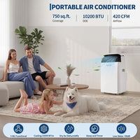 Garvee 14,000 BTU Portable Air Conditioner with Dehumidifier & Fan, Portable AC Units Cools up to 750 Sq. Ft., Remote Control, Auto Swing, Sleep Mode, Black Top