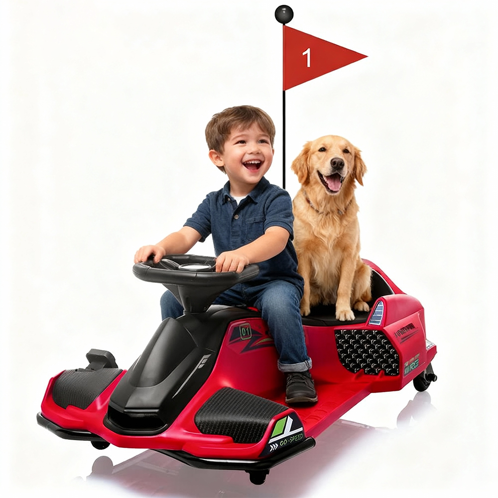 Garvee Ride - G Series: 24V Drift Go-Kart for Kids: Quality Metal, 7.5mph, LED, Music, for 8-12 Years Old - Red