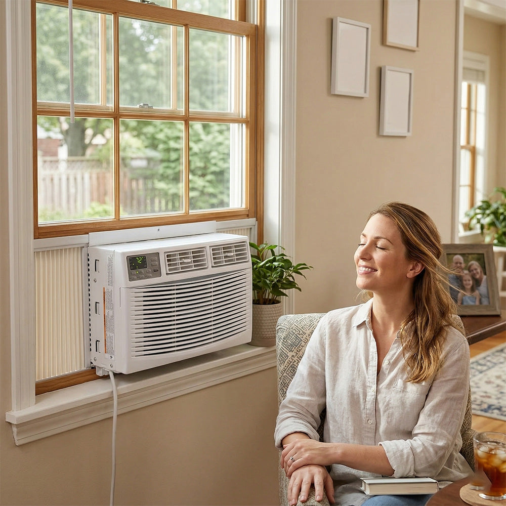 Garvee 10,000 BTU Window Air Conditioner with Remote Control, CEER 11.4, Quiet Operation, 3 Fan Speeds, R32 Refrigerant, Auto Restart, Bedroom & Living Room