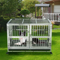 42 Inch Full Stainless Steel Dog Crate with Wheels & Double Door