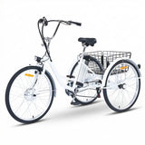 Garvee Adult Tricycle 7-Speed 24-inch 3 Wheel Bike 250W Motor Large Basket HD LED Light 36V Battery Smooth Ride Black - Black