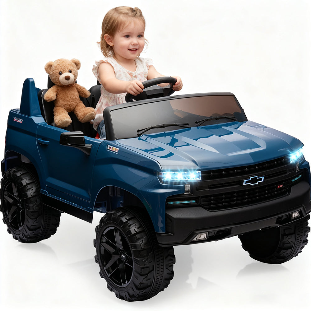 Garvee Ride - P Series: 24V 2-Seater Ride On Car For Kids For 3 - 8 years, Licensed Chevrolet Silverado - Blue