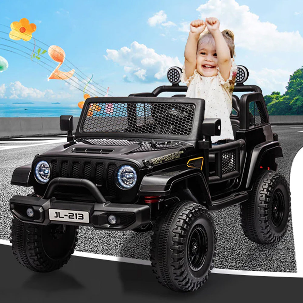 Garvee Ride - P Series: 24V 7AH Kids Ride on Truck Car 2 Seater Electric Vehicles for Toddles 2WD/4WD Switchable Battery Powered Cars with Remote Control, 4-Wheeler Suspension, LED Lights, MP3, Back Storage - Black