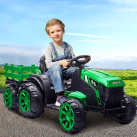 Garvee Ride - P Series: 12V Kids Ride On Tractor with Trailer, LED Lights, Battery Powered Toy Vehicle for Boys Girls, Outdoor Play Farm Truck Green