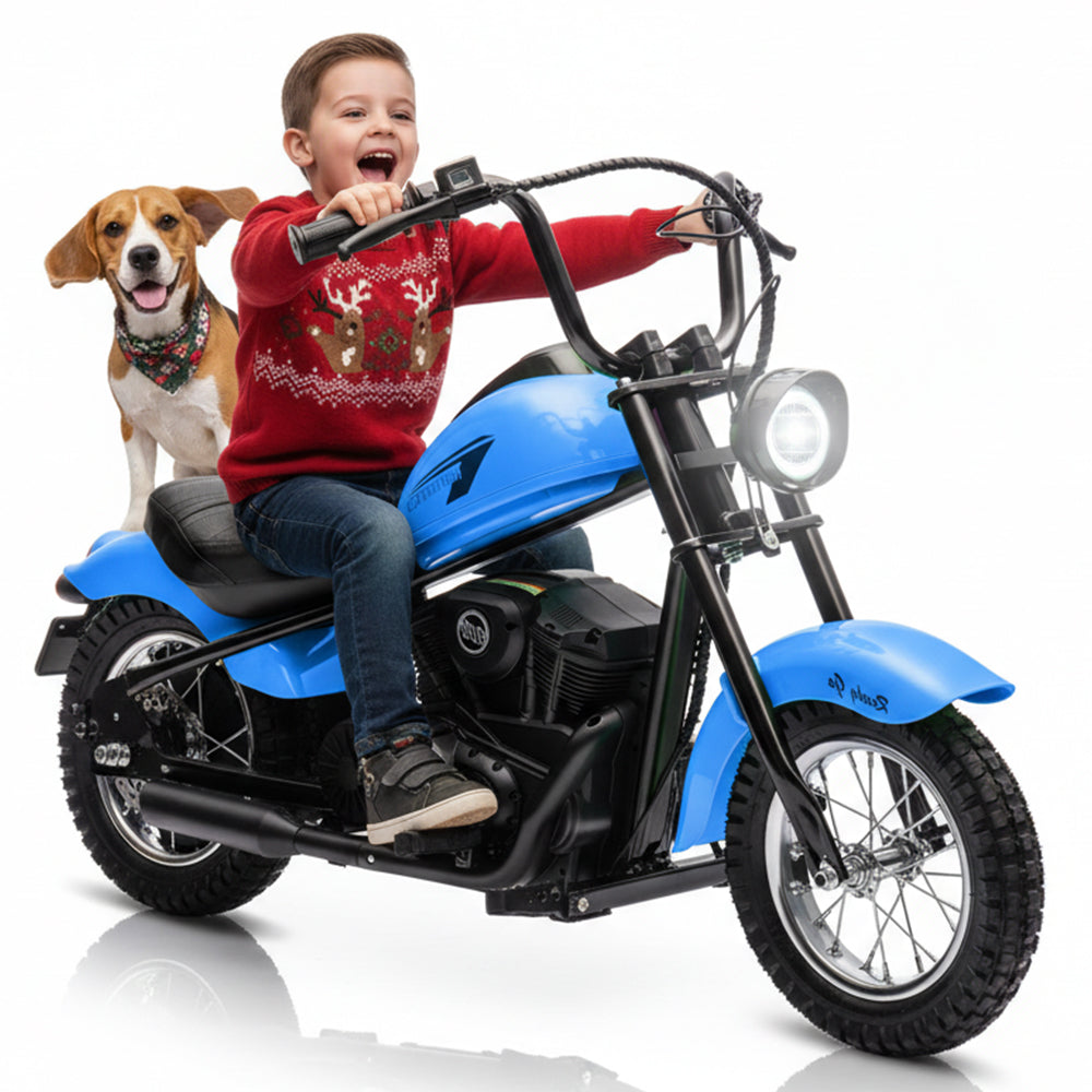 Garvee Ride - T Series: 24V Electric Dirt Bike, 2 Speed Max Up to 14 mph & 60 Minutes Continuous Ride on Toy Motorbike with Led Lights, Leather Seat, Handbrake for Big Kids Teen
