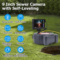 Garvee Sewer Inspection Camera with 512Hz Locator, 100ft Self-Leveling Snake Camera, 9" Touch HD Screen, DVR, Adjustable LEDs, 16GB SD Card, IP68 Waterproof for Sewer and Drainage Pipes -100ft