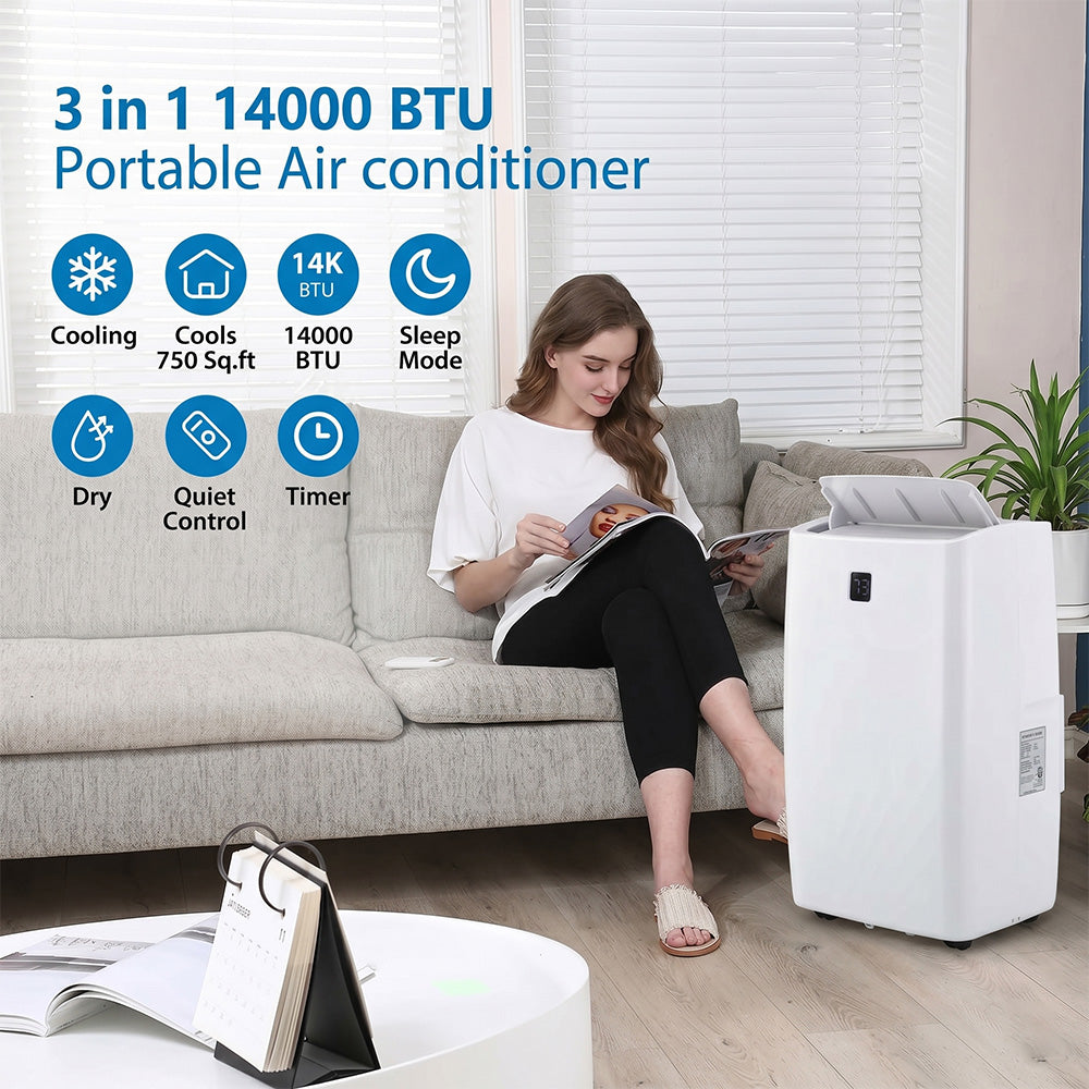 Garvee Portable Air Conditioner with Cooling and Dehumidification Function,14000 BTU Portable AC Suitable for 700 Sq.Ft Air Cooler with a Remote Control Function Easy Movement