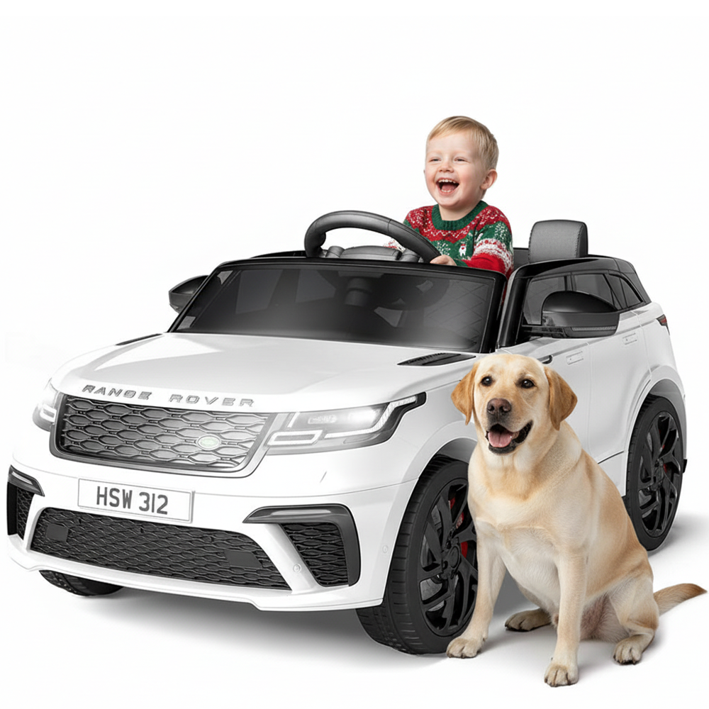 Garvee Ride - P Series: 3-8, 12V Licensed Land Rover Ride Electric Car for Kids with Parent Remote Control, MP3 Player, Rocking, Pull Rod - White