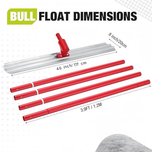 GARVEE 46" x 8" Magnesium Bull Float Kit – with Bracket & 4x46" Extendable Handles – Lightweight Concrete Smoothing Tool