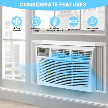 Garvee 12000 BTU Window Air Conditioner With Wi-fi Enabled, Remote Control, Cooling Up To 550sq.ft, 115v Wall Mounted Window Ac Units For Rooms, Dehumidifier, Fan, Reusable Filter