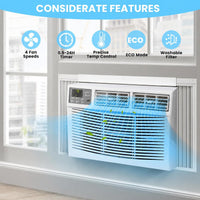 Garvee 12000 BTU Window Air Conditioner With Wi-fi Enabled, Remote Control, Cooling Up To 550sq.ft, 115v Wall Mounted Window Ac Units For Rooms, Dehumidifier, Fan, Reusable Filter