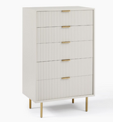 Garvee Walnut Dresser, Modern 5 Drawer Dresser for Bedroom with Gold Handle and Large Drawer, Wood Double Chest of Drawers and Storage Organizer for Living Room, Hallway, Entryway - Walnut