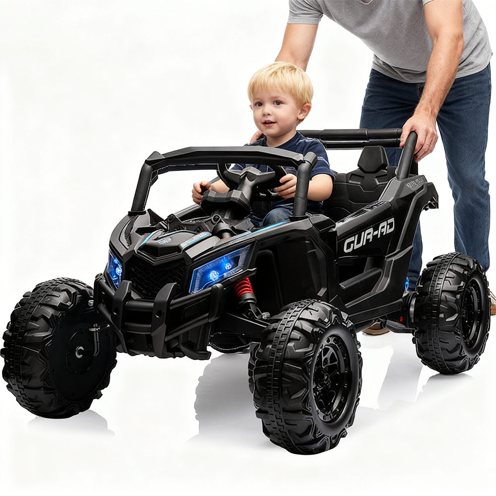 Garvee Ride - P Series: 24V Ride-On UTV: Remote Control, 200W Motor, Spring Suspension, Music, LED Lights, for Boys & Girls - Black