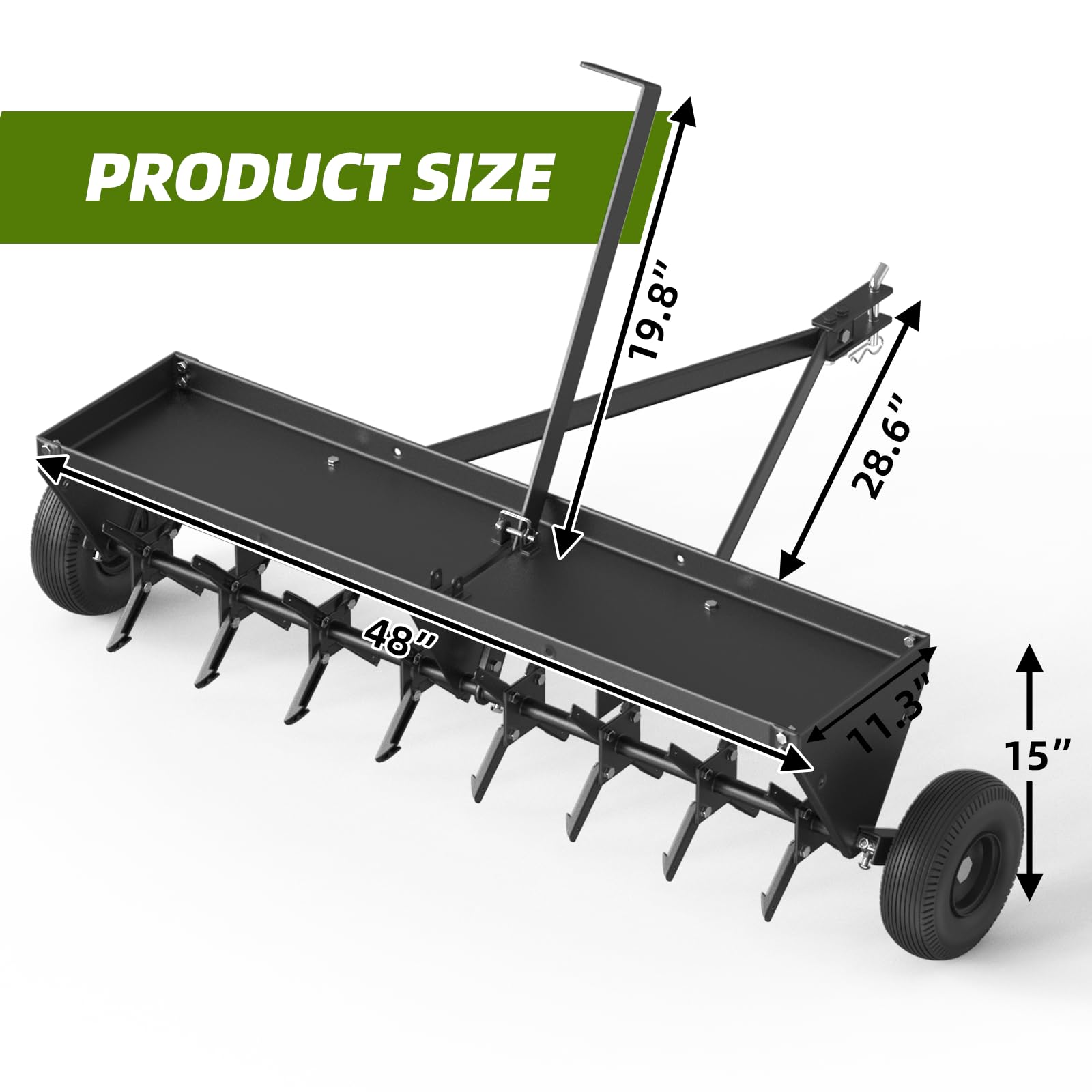 48 Inch Soil Aerator, Tow Behind, Galvanized Spikes, for Farms